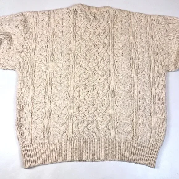 Inis Crafts Mens Merino Wool Fisherman Crewneck Sweater Made in Ireland Large - Picture 5 of 6